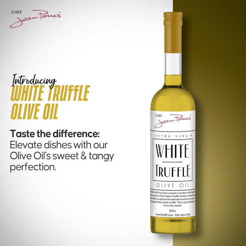 200ml (7oz) Chef Jean Pierre's Extra Virgin White Truffle Olive Oil - Glass Bottle - Naturally Infused with Sweet