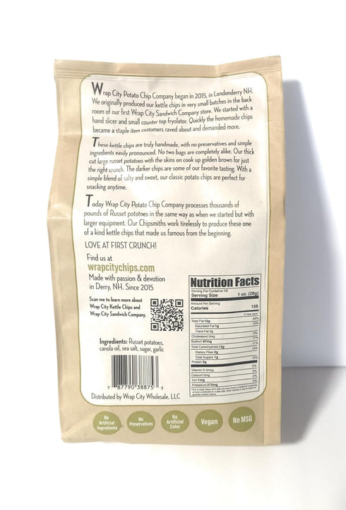 Wrap City Potato Chip Company Russet, 12oz (4 Pack) - Original - Artisan, Hand Crafted Kettle Potato Chips