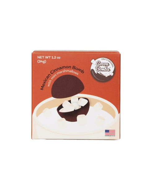 COCOA BOMBS U.S. MADE 1 PACK MEXICAN CINNAMON HOT COCOA BALL W/MINI WHITE MARSHMALLOWS