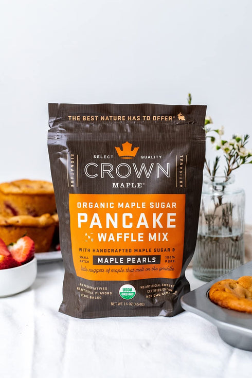 16 Oz (Pack 6) Crown Maple Certified Organic Pancake and Waffle Mix, Made with Handcrafted Sugar and Small-Batch
