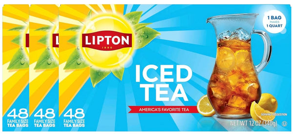 Lipton Unsweetened Family Size Iced Tea Bags, Zero Calorie Black Tea, 48