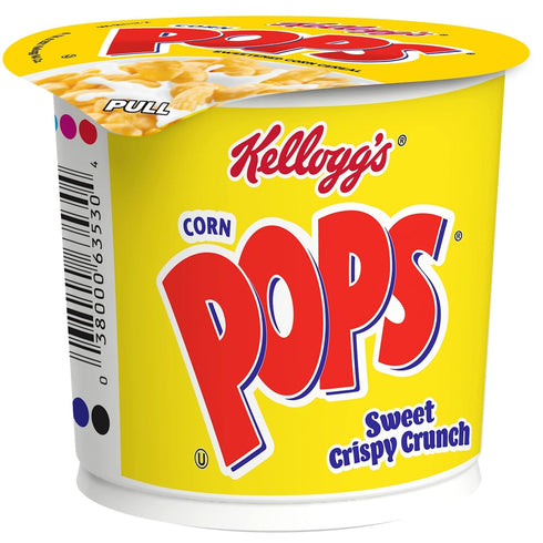 Kellogg's Corn Pops Cold Breakfast Cereal Cup, 8 Vitamins and Minerals, Single Serve,