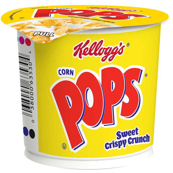 Kellogg's Corn Pops Cold Breakfast Cereal Cup, 8 Vitamins and Minerals, Single Serve,