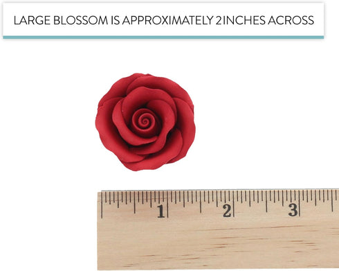1.5 inches, 12 Count Global Sugar Art Premium Edible Roses, Red, Unwired, Medium by Chef Alan Tetreault