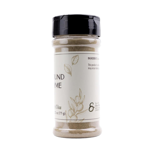 (2.72 Olive & Vine Ground Thyme, Earthy & Aromatic, Seasoning for Roasts, Soups, and Stews, with Rich Tradition