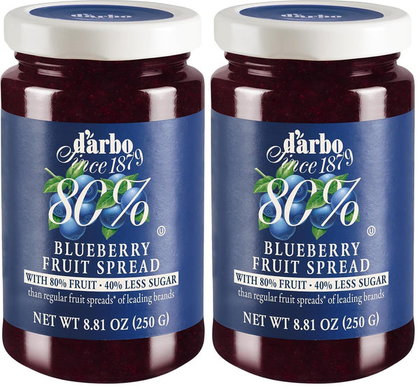 Darbo Blueberry Spread, 80% Fruit, All Natural, 40% Less Sugar - 8.81oz