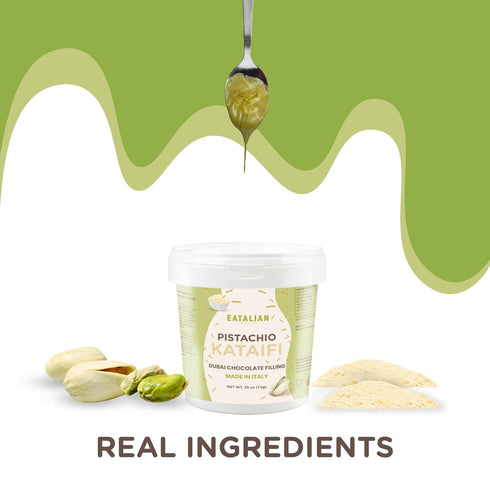 17.63 oz/500 EATALIAN by AMZ BETTER Pistachio Cream with Kataifi, gr, Delicious Spreadable Cream with Sweet and Unique