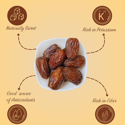 (5 Harveast Organic Medjool Dates California Grown Jumbo Dates, Naturally Sweet, Healthy Snacking, Caramel Flavor