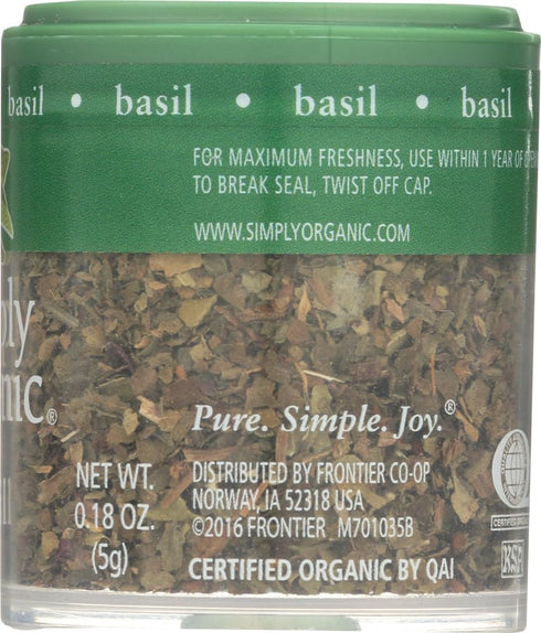 0.18 oz Pack 12 Simply Organic Sweet Basil Leaf, Cut & Sifted, Certified Organic | | of | Ocimum basilicum