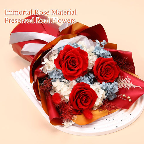 Jtoder Forever Flowers for Delivery, Preserved Flower Bouquets, Long Lasting Red Roses, Gifts Bouquet for Mother Wife