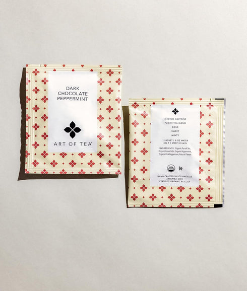 50 Art of Tea | Dark Chocolate Peppermint Dessert Tea | Organic Black Tea | Pyramid Tea Bag Sachets