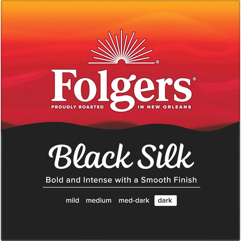 10 Count (Pack 6) Folgers Black Silk Coffee, Dark Roast, Keurig K-Cup Pods, Box