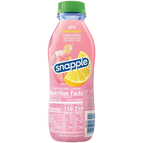 16 oz Pack 12 Snapple Pink Lemonade, fl recycled plastic bottle
