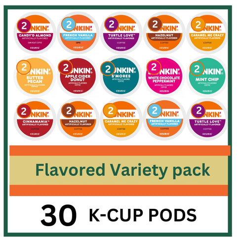 KUPIX 30 Count Pack - Flavored Variety Coffee Pods K Cup Sampler Hazelnut, Cinnamon , Pecan, Caramel, Vanilla