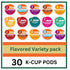 KUPIX 30 Count Pack - Flavored Variety Coffee Pods K Cup Sampler Hazelnut, Cinnamon , Pecan, Caramel, Vanilla