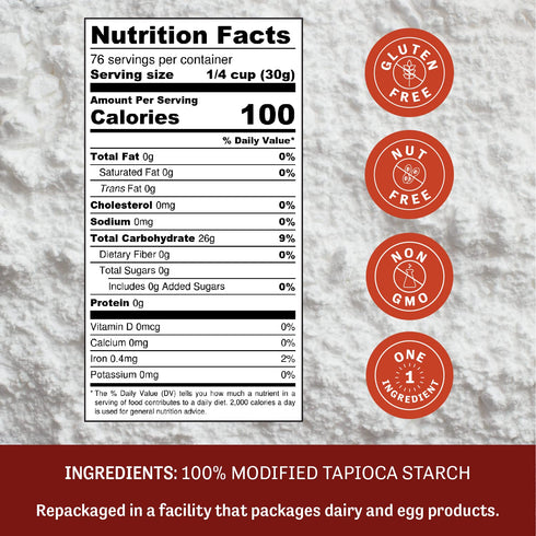 80 Oz Judee's Gluten Free Expandex Modified Tapioca Starch - Smooth Sauce Thickener & Tapioca Pudding - Gluten-Free