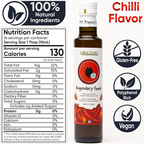 Pack 4 4X250ml of Extra Virgin Flavored Olive Oil - Garlic, Chili, Lemon & Basil Infused EVOO - Cold Pressed