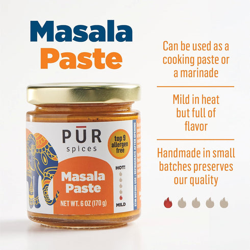 6oz PUR Spices Masala Paste for Indian Cooking | Base Sauce or Marinade for Curry or Rice Dishes | Garam Masala | Plant