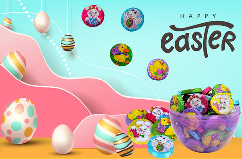 Fruidles Easter Double Crisp Bunny Munny Milk Chocolate, Half-Pound Happy Easter Day Coins, Party Bag Fillers