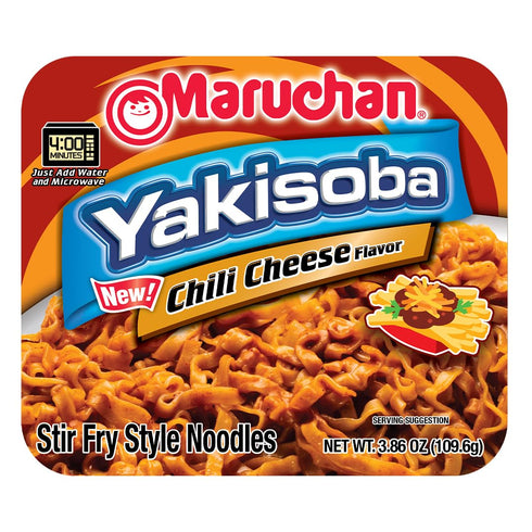 3.86 Oz. (8 Pack) Maruchan Yakisoba, Chili Cheese Flavor Stir-Fried Japanese Instant Ramen Noodles, High Protein