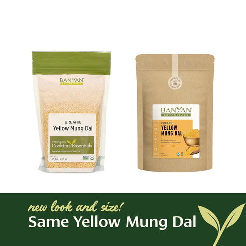 2 lb. Banyan Botanicals Organic Yellow Mung Dal Gut-Friendly Plant-Based Protein Premium Split Mung Beans for Kitchari