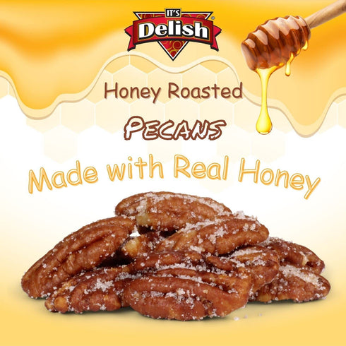 2 lbs Honey Roasted Pecans by It's Delish, Bulk Bag | Gourmet Pecan Nuts in Honey Sugar Coating, Sweet & Heart Healthy