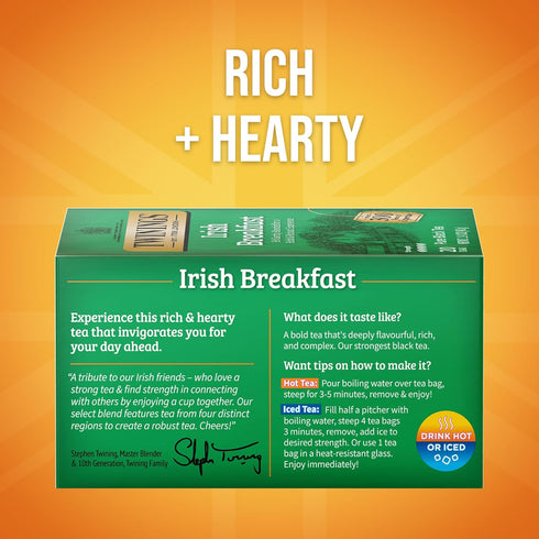 20 Count (Pack 6), 120 Twinings Irish Breakfast Black Tea Individually Wrapped Bags, of Flavourful, Robust Black Tea