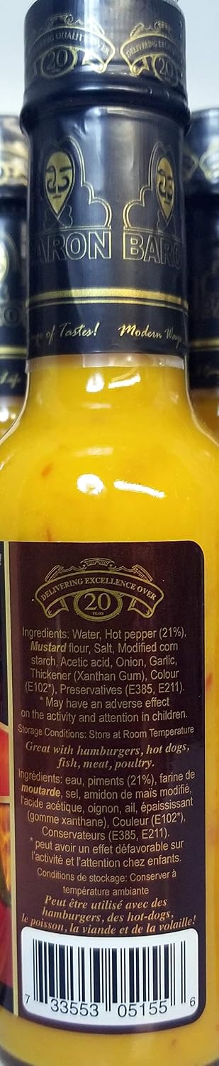 Baron 5.5 oz (6) West Indian Mustard Based Hot Sauce - each