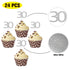 Sumerk 24PCS Silver Glitter Cupcake Toppers, 30th Birthday Picks, Anniversary Party Decorations