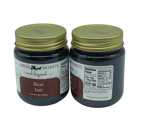 9 oz 2 Amish Baskets Bear Jam Non GMO Vegan All Natural - - Jars