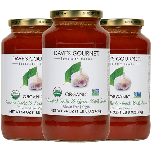 Dave's Gourmet Organic Roasted Garlic & Sweet Basil Pasta Sauce, 24 oz