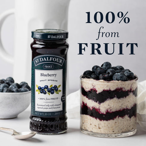 10oz 100% St. Dalfour Blueberry Fruit Spread - - from Fruit, No Artificial Ingredients, Non-GMO, No Cane Sugars, All