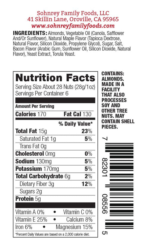 (6oz) Sohnrey Family Foods Maple Bacon Almonds
