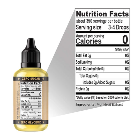 Monk Drops 100% Monkfruit Liquid Sweetener, Zero Calories, Zero Sugar, Concentrated Monk Fruit (1.5 Fl Oz, 350 Servings)