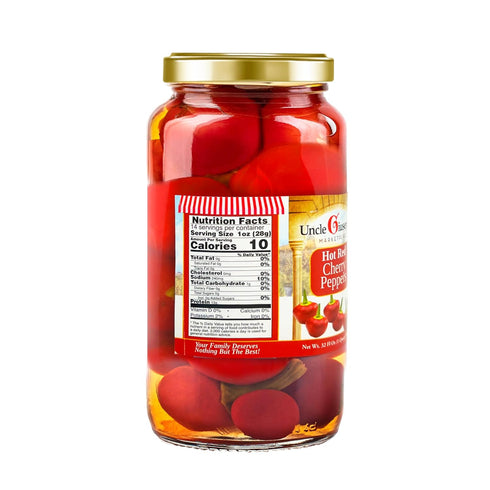 32 oz (Pack 1) Uncle Giuseppes Hot Red Cherry Peppers fl Jar Pickled in Vinegar, Italian-Style, Bold & Spicy Flavor