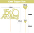 Sumerk 15th Anniversary Cake Topper, 13pcs Gold Glitter Cake Decorations with Small Heart for Celebration