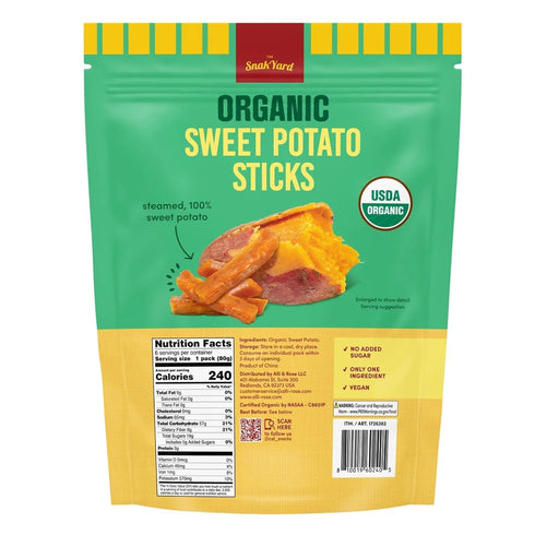 Adventure Home 100% 17 Oz SnackYard Organic Sweet Potato Sticks, Made from Sweet Potato, Lightly Salted Vegan Snack