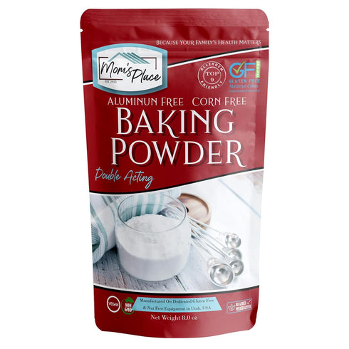 Mom's Place Double Acting Baking Powder, 8oz Resealable Bag, Gluten Free, Aluminum Free, Corn Free
