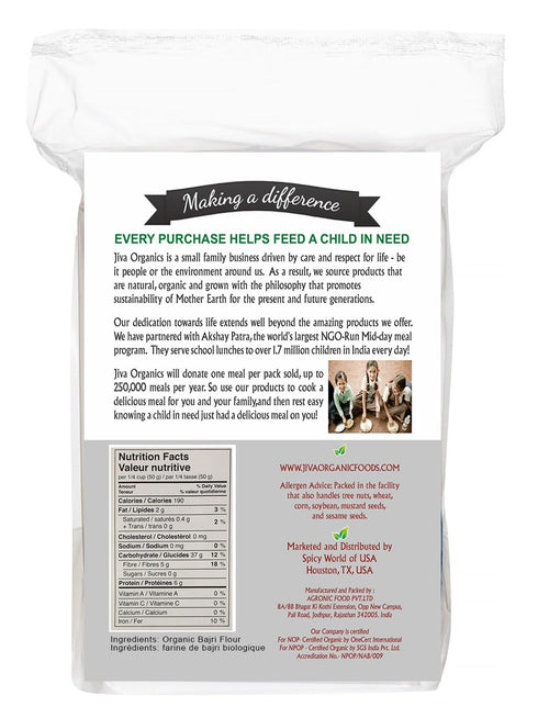 2 100% Jiva Organics Organic Millet Flour Pound Bag - Bajri, Bajra, Natural & Non-GMO