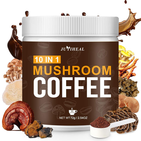 JUYIHEAL Mushroom Coffee, 10 in1 Mushroom Powder Coffee with Lions Mane, Chaga,