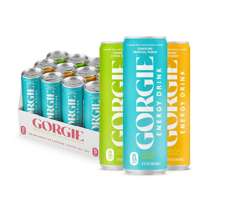 GORGIE Tropical Variety, Sugar-Free Natural Energy Drink Sparkling, Healthy Energy Drinks -