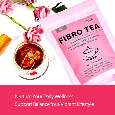 10 Hiberbs Fibro Tea, Teabags, Herbal Tea for Women Daily Wellness, Organic Herbal Blend with Brown Sugar & Flos