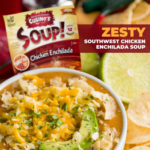 6 Pack, 12 Cugino's Chicken Enchilada Soup Mix, Homemade Southwest Gourmet Flavor with Vegetables, Beans, and Tomatoes