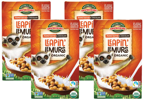 EnviroKidz Leapin Lemurs Peanut Butter & Chocolate Organic Cereal,10 Oz Box,Gluten Free