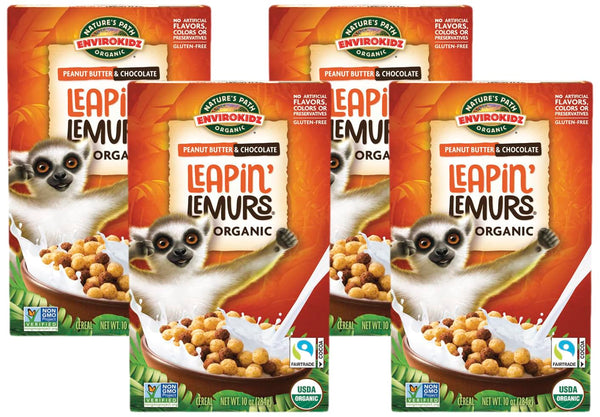EnviroKidz Leapin Lemurs Peanut Butter & Chocolate Organic Cereal,10 Oz Box,Gluten Free