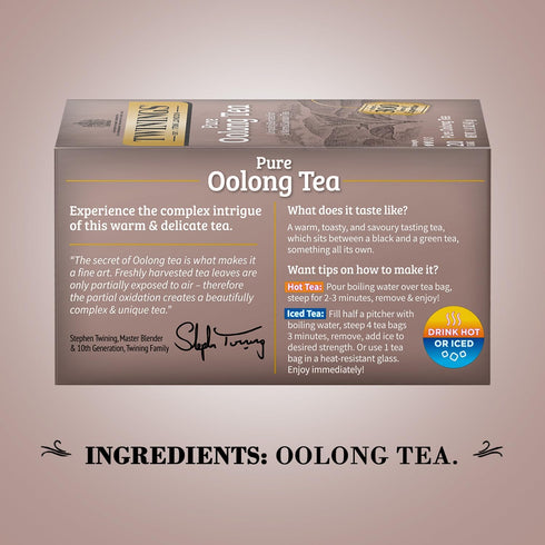 2-Pack 20 Count Twinings Pure Oolong Tea Golden Caffeinated Tea, Individually Wrapped Tea Bags, Each