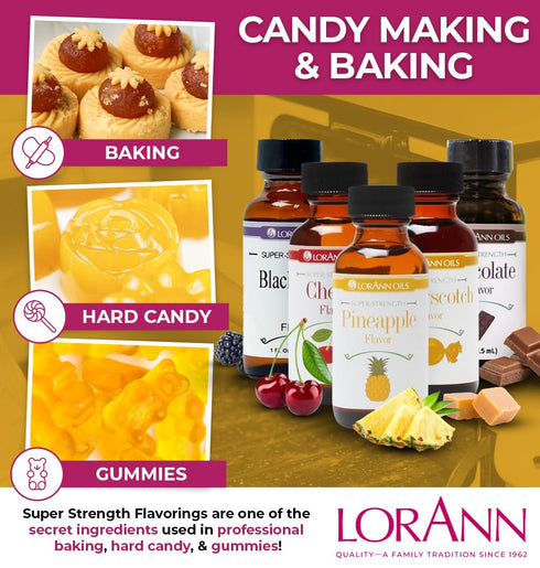 LorAnn Oils Super Strength Flavoring, Pineapple, 1 fl oz, Bold Natural Flavors for Candy Making
