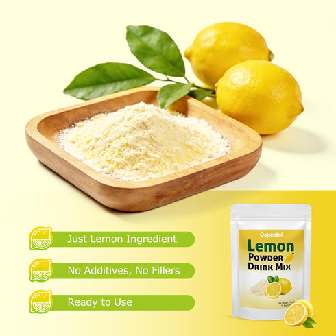 Lemon Powder Made from Real Lemons, Rich in Natural Vitamin C Lemon Juice Powder for Baking, Cooking & Drinks, Easy-Mix