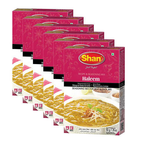 Shan Haleem Recipe and Seasoning Mix 1.76 oz (50g) - Spice Powder for Traditional Meat and Lentil Curry, Pack of 6