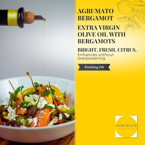 Agrumato 6.76 Oz Bergamot Olive Oil, Cold Pressed Italian Extra Virgin with Fresh Citrus Peel, Small Batch Gourmet